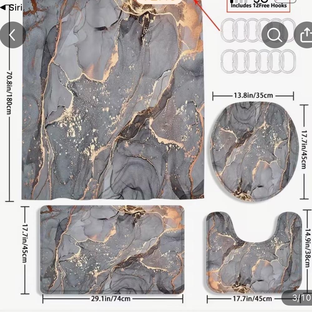 Abstract Marble Shower Curtain